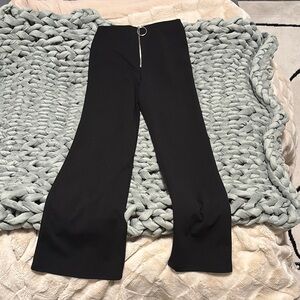 Black Wide-Leg Pants with Ring Detail